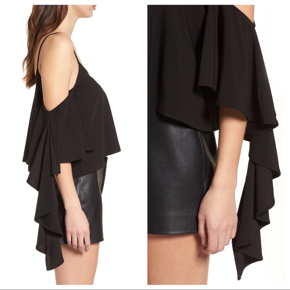 LEITH Black Ruffle Tank Size XS - Picture 2 of 2